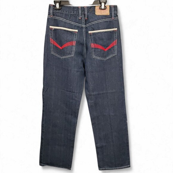 Regal Wear Triumph Mens Blue Jeans Red White Stitching Size 34x32 Y2K - Picture 1 of 10